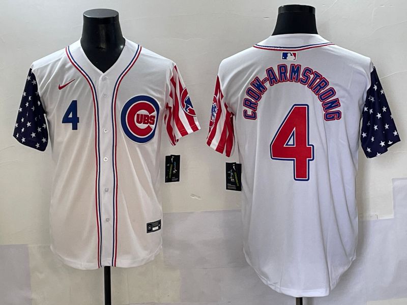 Men 2025 Chicago Cubs #4 Crow-Armstrong White a generation of national flags Joint Name Nike MLB Jersey style 2